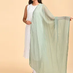 Chiffon Solid Light Green Women Dupatta-image-62