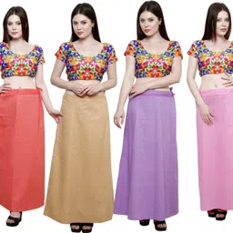 Pistaa Peach, Skin, Lavender and Pastel Pink Cotton Blend Petticoat-picture-26