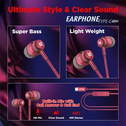 unix Harmony Type C Handsfree with Microphone and Volume Buttons For All Smart Phones Wired Headset image 4