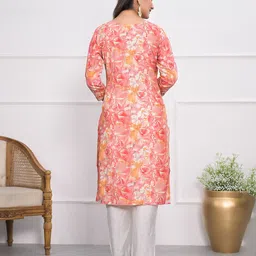 meena bazaar Women Printed Cotton Blend Straight Kurta image 5
