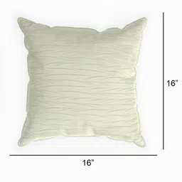 Cream Textured Polyester 16 x 16 Inches Cushion Covers (Set of 5) by ROSARAHOME image 2