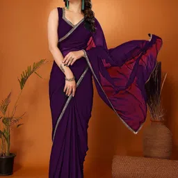 ladali Solid/Plain Daily Wear Georgette Saree image 2