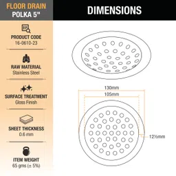 ruhe Floor Stainless Steel Push Down Strainer image 2