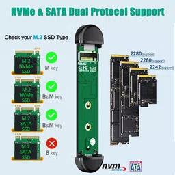 ULTRABYTES M.2 NVME SATA SSD Enclosure, Aluminum USB C 3.1 Gen 2 , 2 in 1 2.5 inch Shock Resistant Water Proof M.2 NVME SATA SSD Enclosure image 2