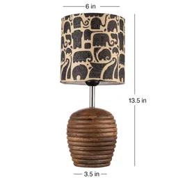 green girgit Stripped Brown Lamp with Black Elephant multicolor shade image 3