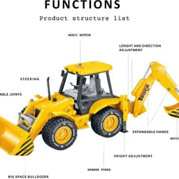 zest Excavator Bulldozer Toy 2-in-1 Realistic Engineer Friction with Light and Sound image 4