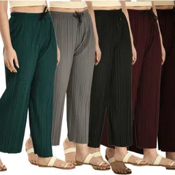 tulsicollection Pack of 5 Women Regular Fit Black Polyester Trousers-picture-24