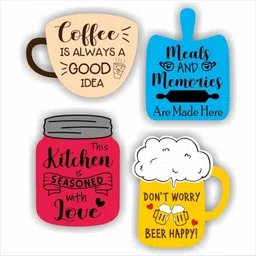 amfly Printed MDF Wooden Tea Food Quotes Funny & Intellectual Fridge Magnets -Set of 4 Fridge Magnet, Door Magnet, Kitchen Organiser Magnet Pack of 1-picture-22