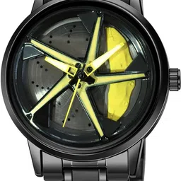 provogue Rotating Alloy Wheel Analog Watch - For Men | Star Dial | Stainless Steel Strap | TurboSpin Luminous Wheel Watch image 1