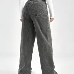 veltick Women Straight Fit High Rise Dark Grey Jeans image 2