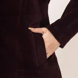 lady leaf Suede Solid Coat For Women image 3