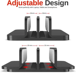 ELV DIRECT Vertical Laptop Stand Holder,Desktop Aluminum Lapdesk Laptop Stand with Adjustable Dock Size, Fits All Laptops Up to 17.3 inches(43.94cm), (BLACK) Laptop Stand image 3