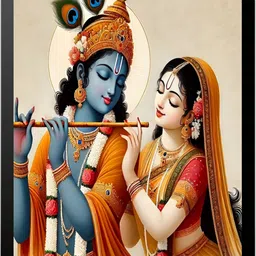 Radha Krishna with Flute Framed Wall Art Acrylic 12 inch x 9 inch Painting-image-39