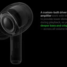 wristkart Airpox pro 2 with B220 Driver (USB-C) , Spatial Audio and upto 40 hours Playback Bluetooth Headset image 3