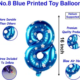 party bird Printed Happy Birthday Party Decoration Combo 8 Number Foil, Letter Balloon for Boy Girl Balloon image 4