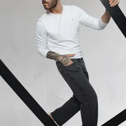 hoker Men Straight Fit Mid Rise Dark Grey Jeans image 3