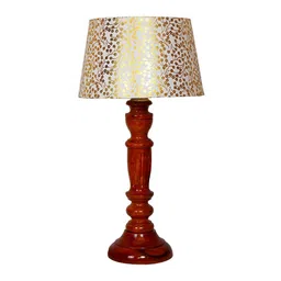 Delicea Beige and Gold Fabric Shade Night Lamp With Wood Base By BrightDaisy image 5