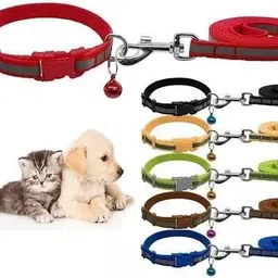 chullbull pet products 1/2 Inch Reflective Collar And leash Set For Puppies Dog And Cat With bell Dog & Cat Collar & Leash image 1