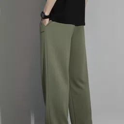 Men Solid Olive Track Pants-image-38