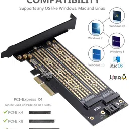 ULTRABYTES Dual M.2 PCIE Adapter for SATA or PCIE NVMe SSD with Advanced Heat Sink Solution 2.5 inch Dual M.2 PCIE Adapter for SATA or PCIE NVMe SSD image 3