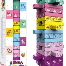 mj traders Educational Wooden Stacking Tumbling Tower Zenga Blocks (54 PCS AND 1 PC DICE )-picture-15