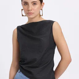 Casual Regular Sleeves Solid Women Black Top-image-51