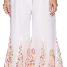 st khalil chikankari Women Regular Fit White Georgette Trousers-picture-39