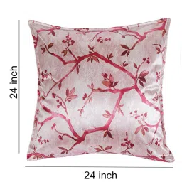 Pink Floral Polyester Blend 24 x 24 Inches Cushion Covers (Set of 2) by The Conversion image 3