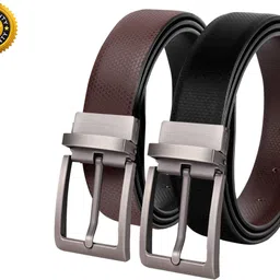 scharf Men Formal, Casual, Evening, Party Black Artificial Leather Reversible Belt-picture-13