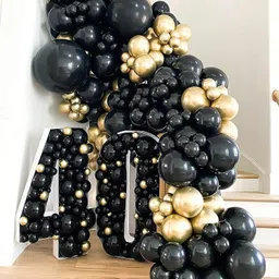 r g accessories Solid Black and golden decoration balloon set. 34pcs Balloon image 5
