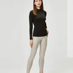 zexer Women Solid Round Neck Elastane Black T-Shirt-picture-28