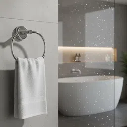 biharijitrading by no Stainless Steel Towel Ring for Bath accessories (Chrome-Oval) silver Towel Holder image 3