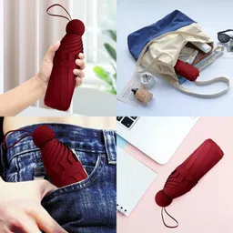 raingal Mini Folding Compact Umbrella with Case,Portable Umbrella,Small Sun&Rain Pocket Umbrella image 4