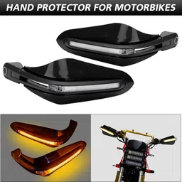 asryd Bike Brake, Clutch Lever Guard / Wind Deflector With DRL LED Light Black Handlebar Hand Guard-picture-13