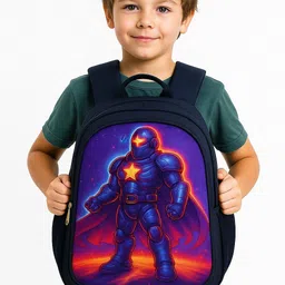 Robot Hero Navy Blue Stylish School Bag Waterproof School Bag-image-6