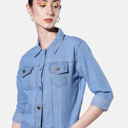 dimpy garments Women Regular Fit Solid Spread Collar Casual Shirt image 5