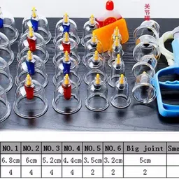 acuwellness 24 Pcs Hijama acupuncture Massage Cans Cups Vacuum Cupping Kit Pull Out Vacuum Apparatus Therapy Relax Massager Body (kangji cupping set 24) Massager image 2