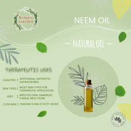 botanic garden Neem Oil/Azadirachta indica for Cuts, stings, wounds, fungal infections, infected skin, dandruff, scalp conditions,Antibacterial, antifungal, antimicrobial, antiseptic, antiparasitic/100% Undiluted Carrier Oil image 5