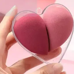 mistyglam Unique Heart Shape Beauty Blender puff Set of 2 for Makeup With Storage Box image 2