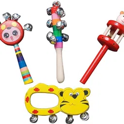 little mind Wooden Sound Making Rattle Set for Kids Pack of 4 Rattle-picture-10