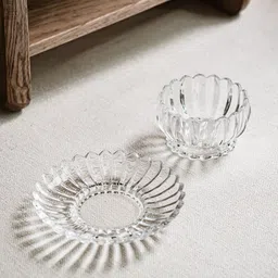 glassbunny Glass Flower Glass Serving Bowl And Plate, Dessert Cup Ice Cream, Sundae, Sweets, image 5