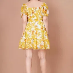 kavathiya Women Fit and Flare Yellow Knee Length Dress image 2