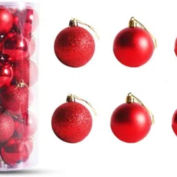 vibgyor products New_Big Size 36 Pieces Xmas Tree Ball Ornaments Glittering Christmas Tree Hanging Ornaments Pack of 36 image 4