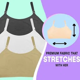 Dressably Solid Beginner Bras for Girls/Kids: Pack of 3 Half Slips & Camisoles image 3
