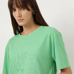 marks & spencer Women Embroidered Relaxed Fit Round-Neck T-Shirt image 5