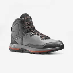 Men Waterproof Leather Trekking Boots - MT100 TEX Grey-image-2