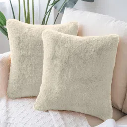 luxe home international Beige Solids 170 TC Polyester 2 Cushion Cover image 1