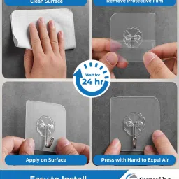 sunvibe Stainless Steel Self-Adhesive Wall Hooks -10 Pieces, Heavy-Duty, No-Drill Installation for Home & Kitchen image 4