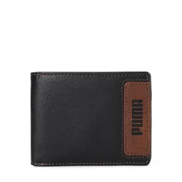 Puma Men Black & Brown Geometric Two Fold Wallet image 1