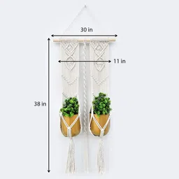 Off White Macrame Designer Planter Stand by Ecofynd image 3
